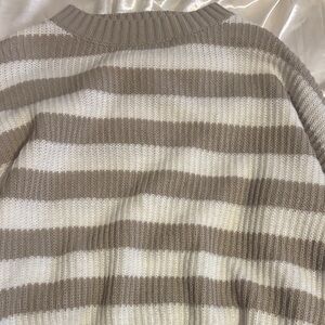 Striped Beige and White Women's Sweater